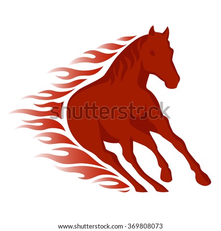running horse in flames