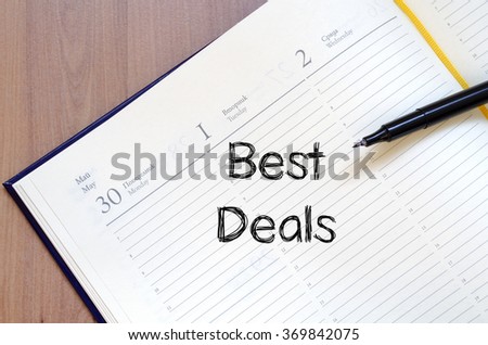 Best deals text concept write on notebook with pen