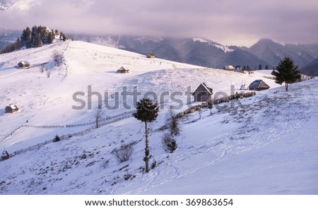 Romanian winter landscape in Carphatians Mountain