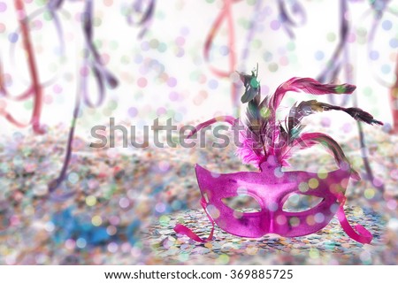 Carnival Party theme background - Mask signature Royalty-Free Stock Photo #369885725