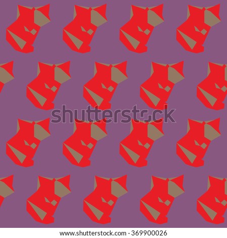 Wild foxes seamless pattern. Nature and animals life theme. Abstract geometric polygonal illustration painted in imaginary colors for use in design card, invitation, poster, banner, placard.