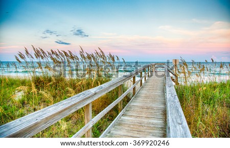 Public Beach access on Kure Beach on North Carolina's Atlantic coast. Royalty-Free Stock Photo #369920246