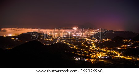Night citysacpe of town La Laguna.Cityscape  Background