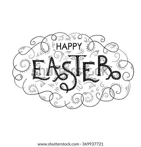 Happy Easter Hand lettering Greeting Card. Typographical Vector Background. Handmade calligraphy. Vintage and retro poster.