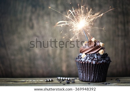 Chocolate cupcake with a sparkler