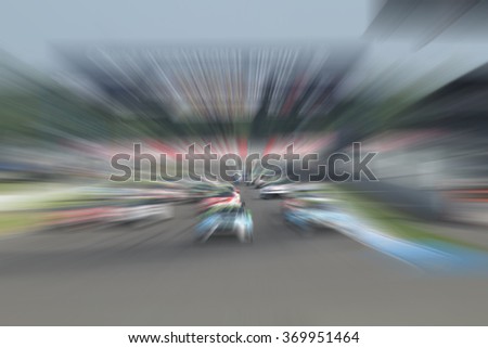 car racing on the road with motion blur background