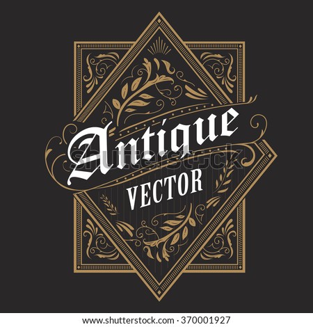 antique border western frame vintage label hand drawn typography retro vector illustration Royalty-Free Stock Photo #370001927