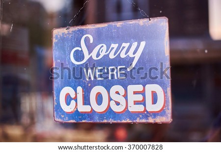sorry we're closed sign Royalty-Free Stock Photo #370007828
