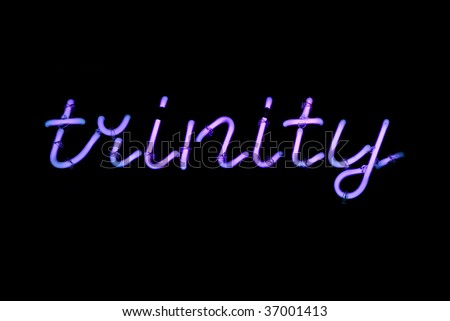 Purple trinity neon sign isolated on black background
