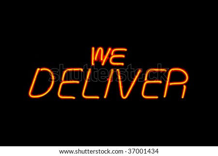 We Deliver neon sign isolated on black background