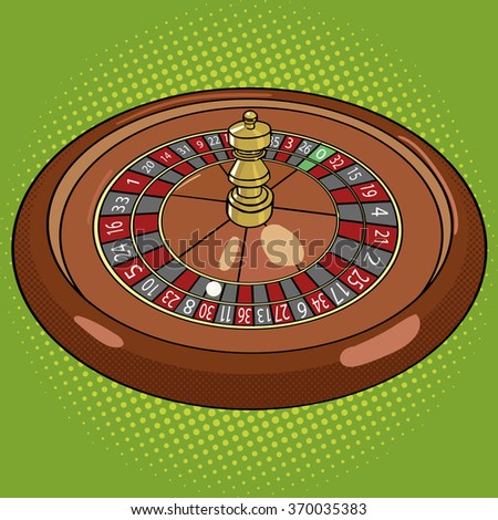 Roulette in casino pop art style vector illustration. Comic book style imitation. Vintage retro style. Conceptual illustration