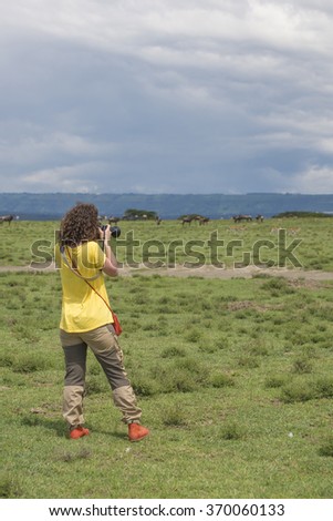 Photographer taking pictures of animals in the wild