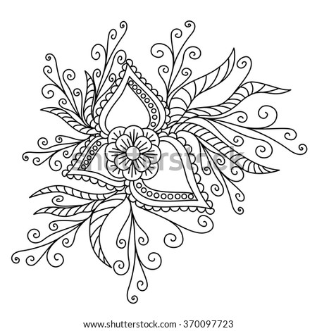 Hand drawn doodle element in vector. Ethnic design. Black and white version.EPS 10