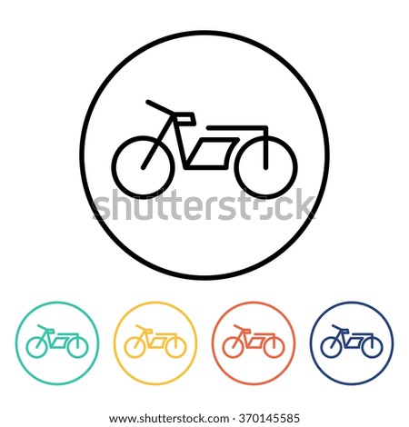 Set of simple thin linear motorcycle icons. Vector illustration of a motorbike  in trendy linear style