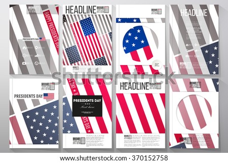 Set of business templates for brochure, flyer or booklet. Presidents day background with american flag, abstract vector illustration.
