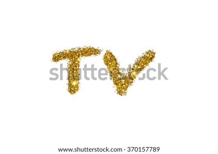 TV of golden glitter sparkle on white background
