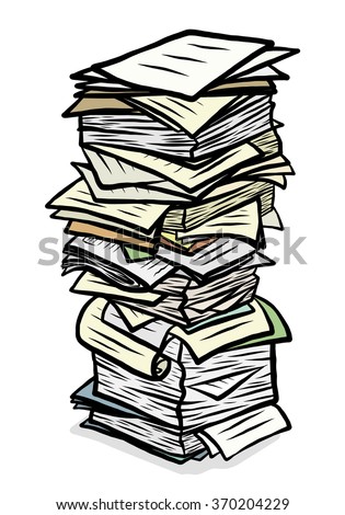 stack of used papers / cartoon vector and illustration, hand drawn style, isolated on white background.