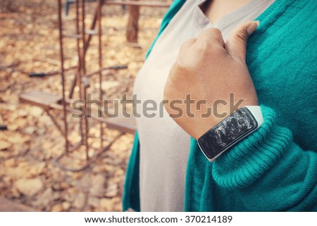 Woman hand with smartwatch 