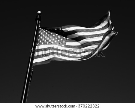 American Flag high contrast black and white