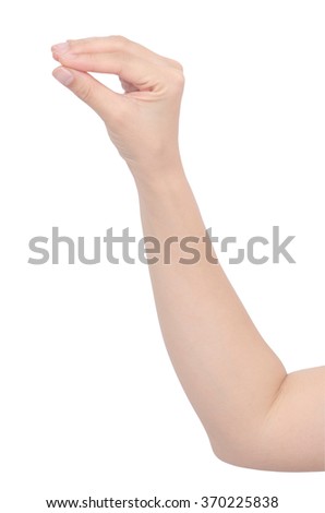 hand holding some like a blank on white background, with clipping path