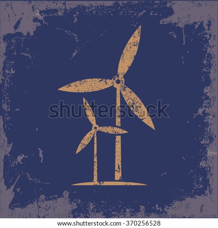 
Wind turbine design on old background,grunge vector
