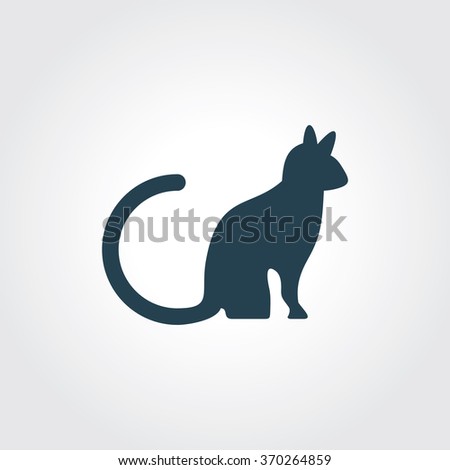 Blue Colored Icon of Cat On Gray Color Background. Eps-10.