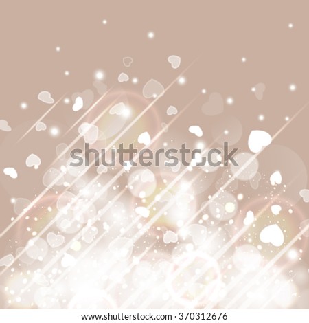 Vector glittery lights silver Valentine's day background from hearts. Romantic background. 