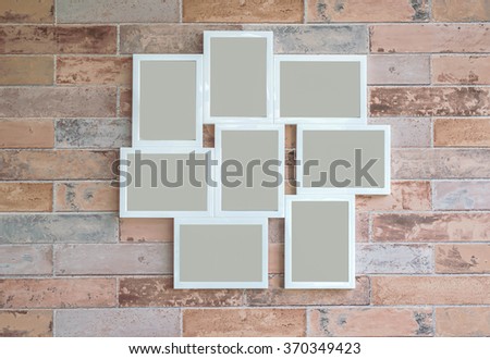 group of picture frame on brick background