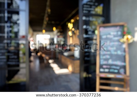 Blur front window coffee shop vintage restaurant