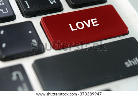 Written word love on keyboard button.