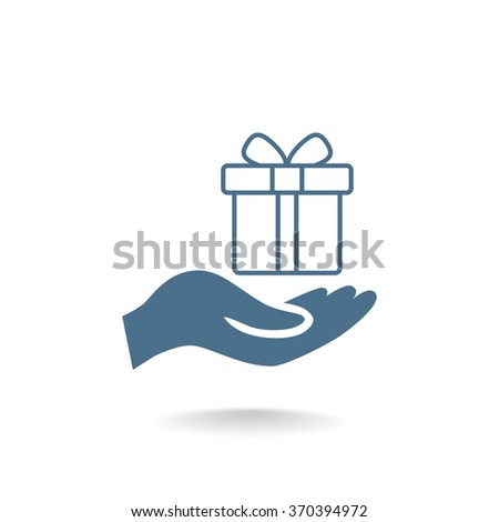 gift on his hand web icon. vector design