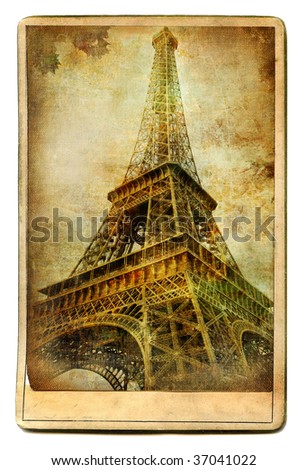 vintage cards - European landmarks -Eiffel tower