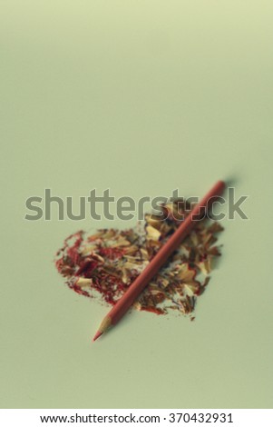 sawdust from pencils in the form of heart
