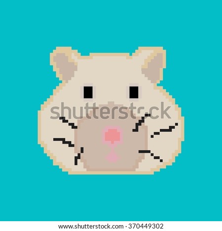 Pixel hamster on a blue background.