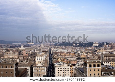 Picture of Via del Corso from above, the famous street of Rome.