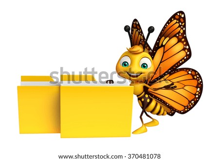 3d rendered illustration of Butterfly cartoon character with folder   