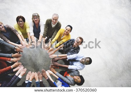 Diverse People Friendship Togetherness Connection Aerial View Concept Royalty-Free Stock Photo #370520360
