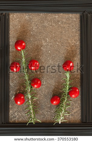 picture of herbs and vegetables frame of black pasta