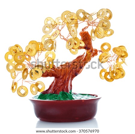 Chinese culture figurine  money tree isolated on  white
