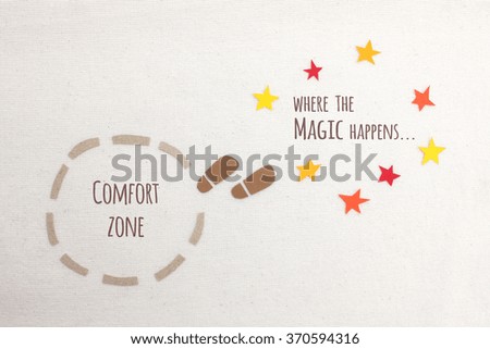 Comfort zone vs where the magic happens Royalty-Free Stock Photo #370594316