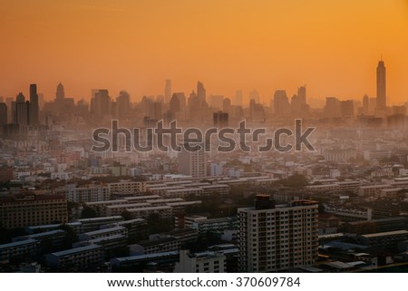 Sunset over the city bangkok thailand