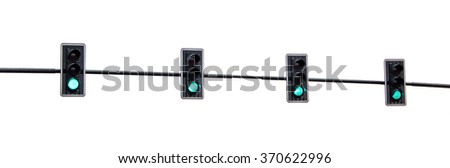 Traffic lights with green isolated on white background