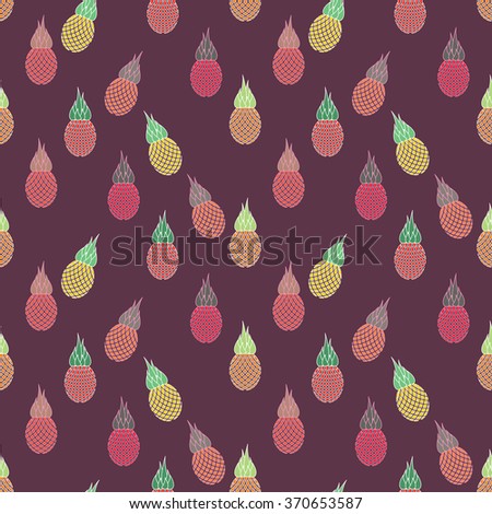 Vector Pattern with Pineapples, can be used for wallpaper, cover fills, web page background, surface textures. Vector linen texture.