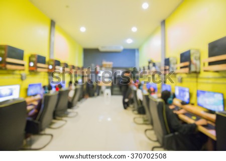 blurred  Image internet cafe in thailand