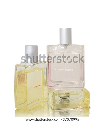 Deliciously Attractive Eau De Toilette display with reflection isolated on white
