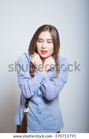 beautiful business woman freezes, isolated on background