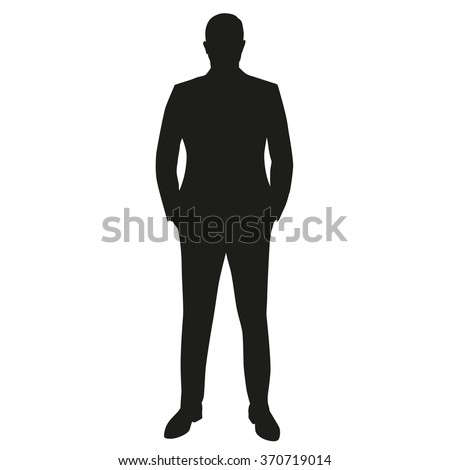 Businessman in suit, isolated vector silhouette Royalty-Free Stock Photo #370719014