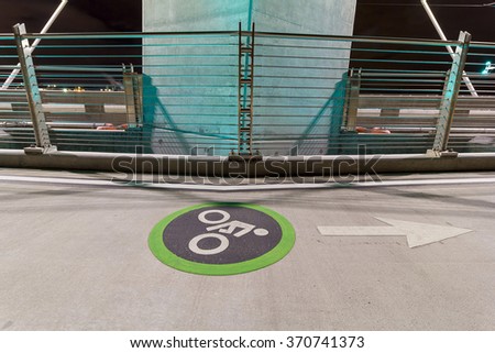 Bicycle Cyclist Lane Sign on Tilikum Crossing Bridge in Portland Oregon