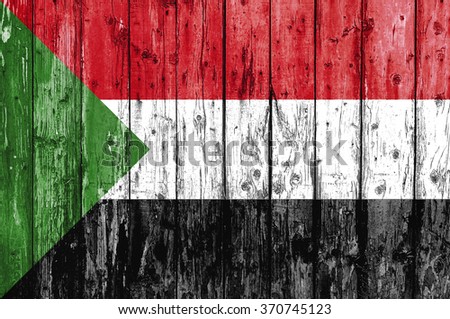 Flag of Sudan painted on wooden frame