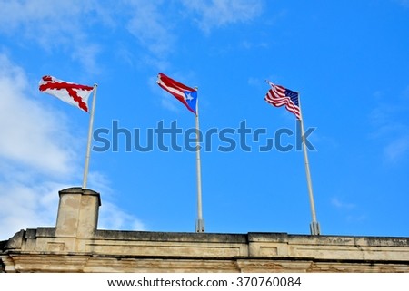 Flags on a building